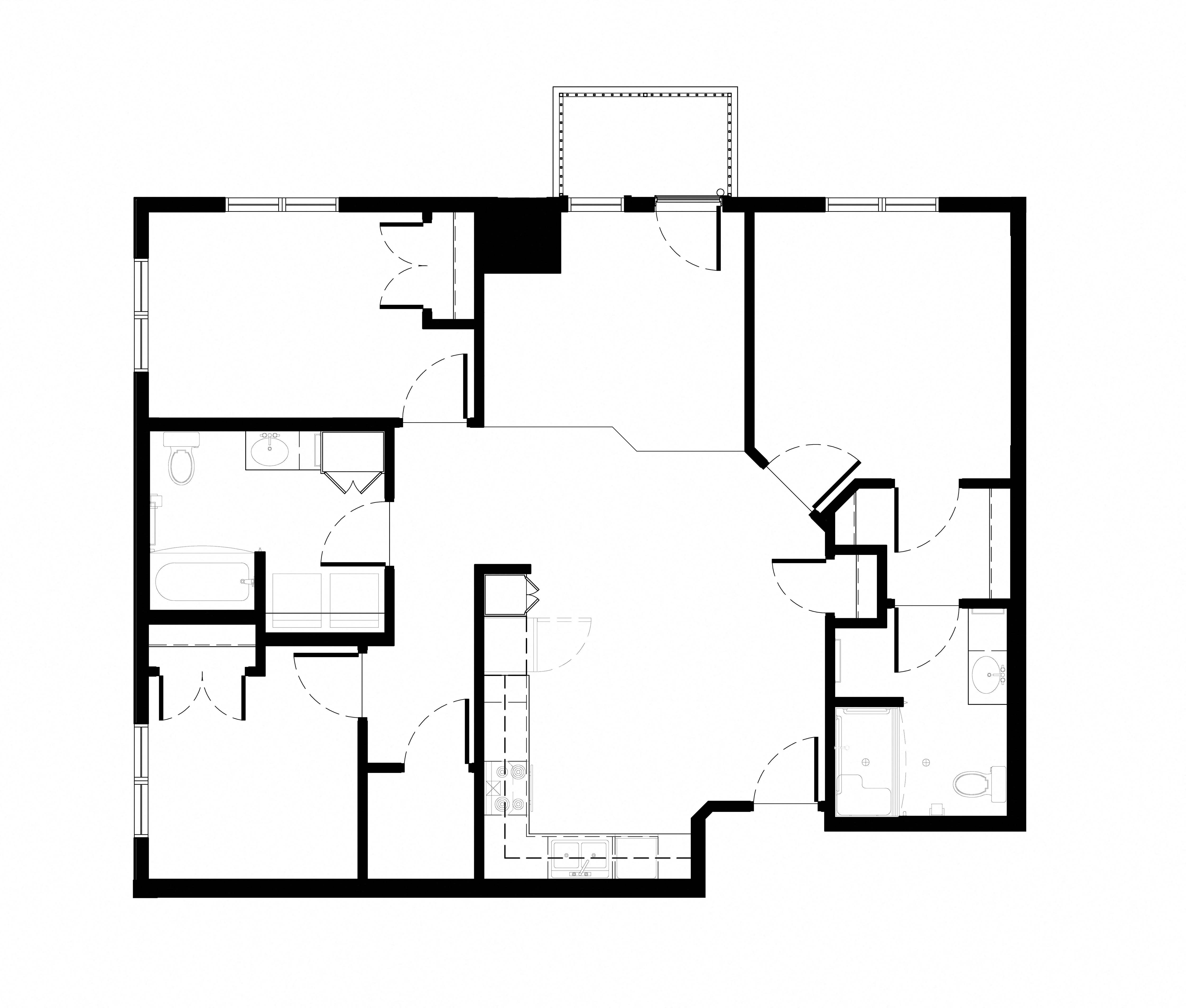 Floor plan for 3 beds, 2 baths, 1262 sqft